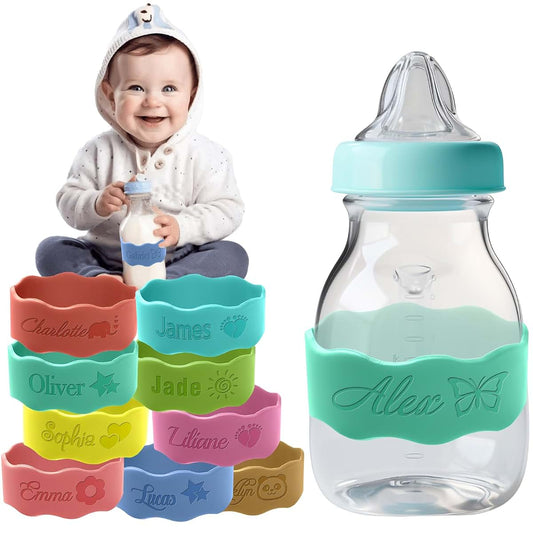 MOUZYLCASE Personalized Silicone Water Bottle Name Bands