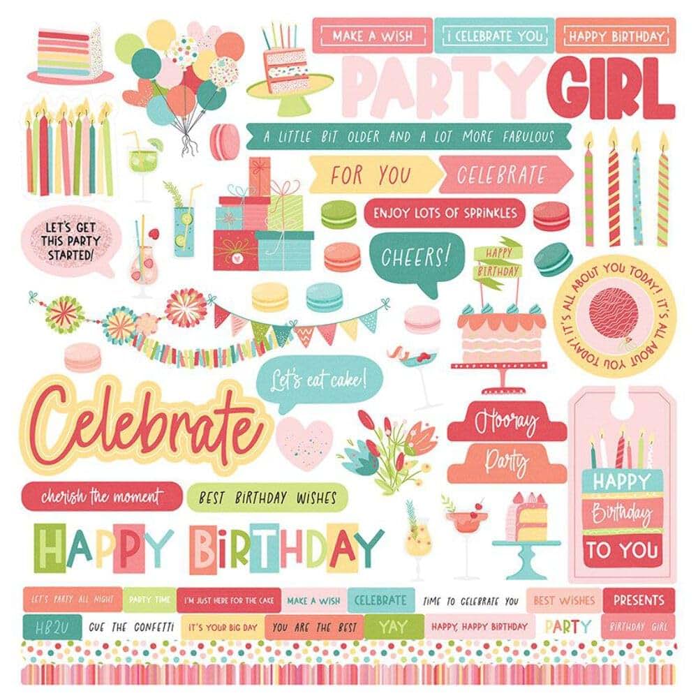 PhotoPlay Birthday Sparkle Stickers 12""X12""-Elements