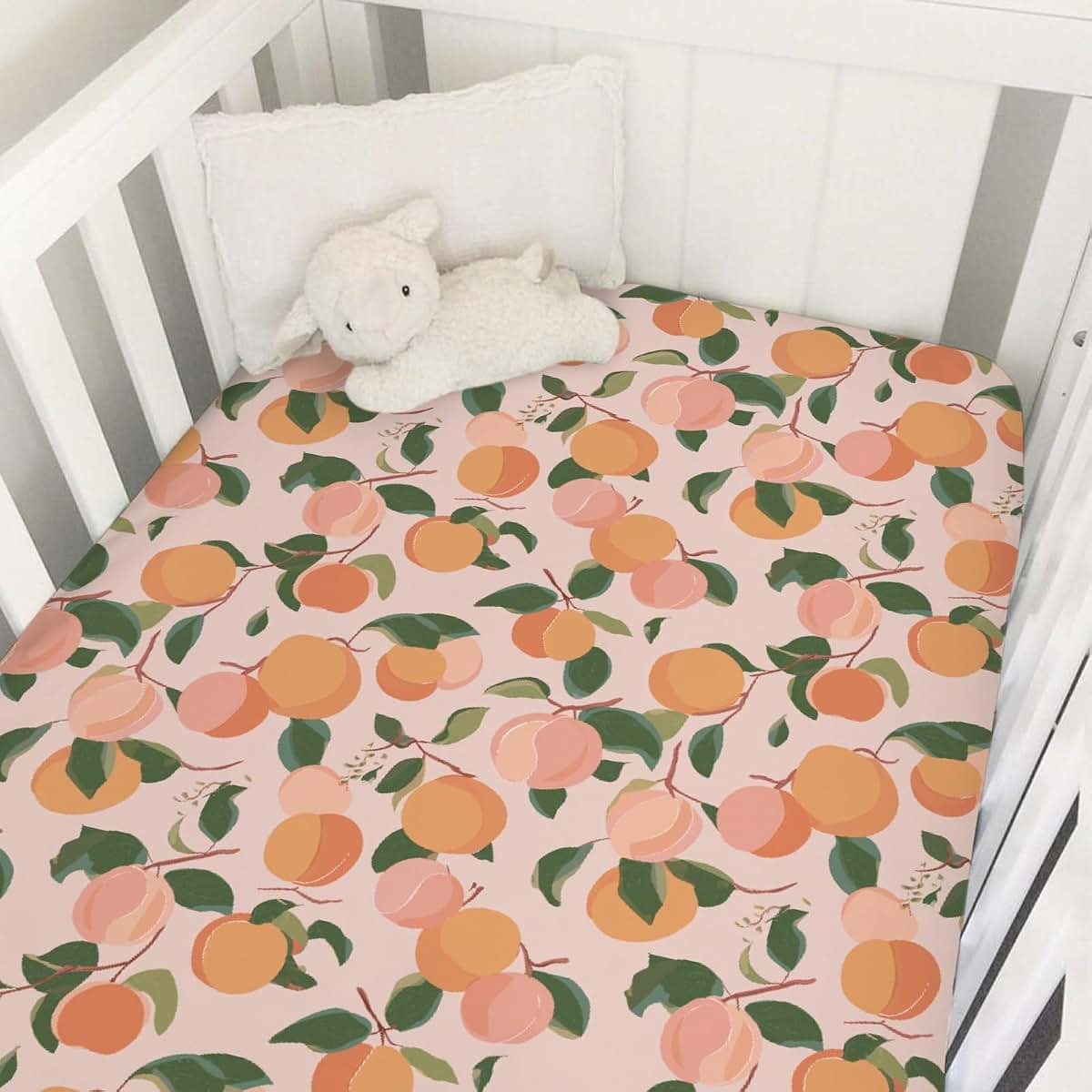 Dpjkevw Vintage Peach Leaves Fitted Crib Sheet