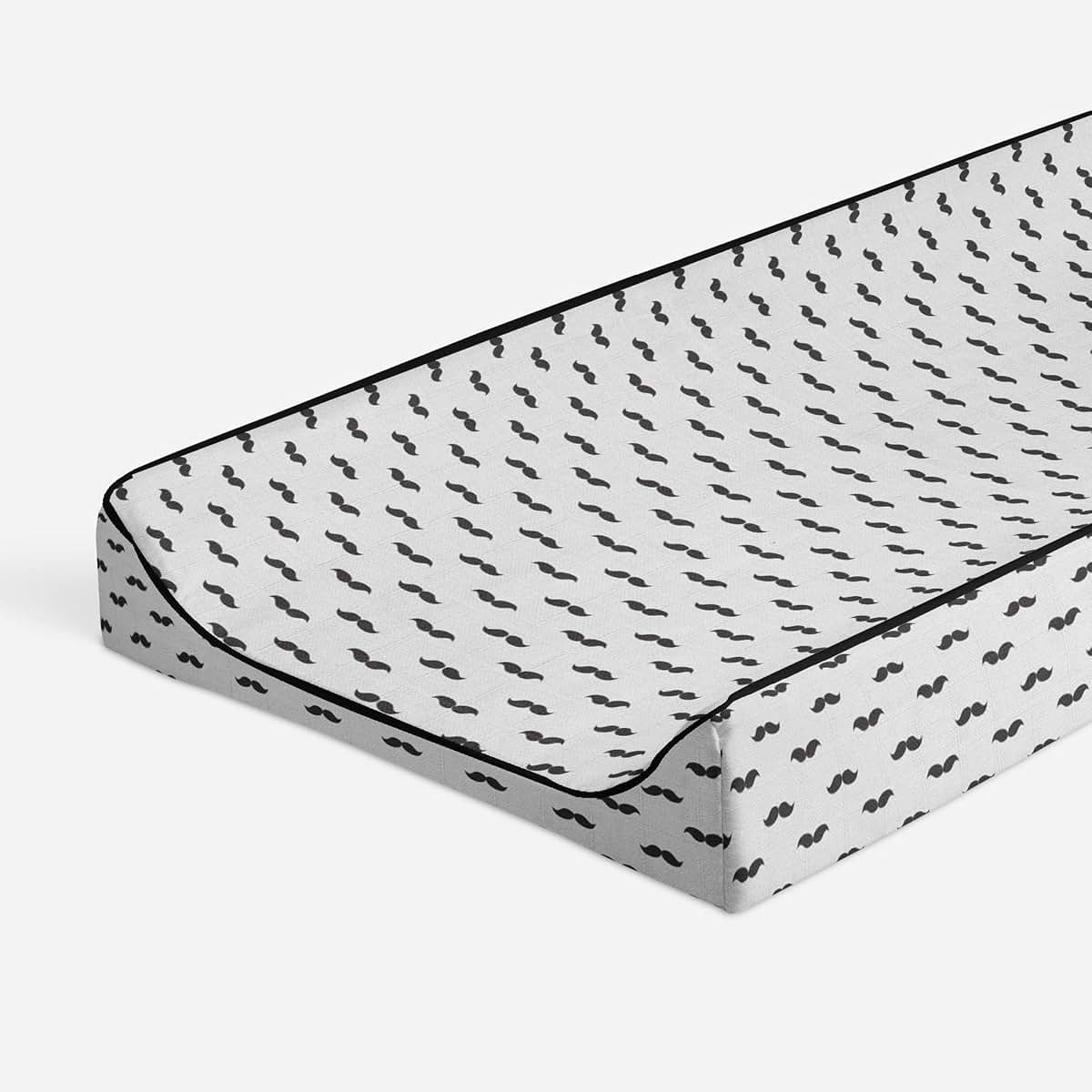 Bacati Love Muslin Quilted Changing Pad Cover - Mustache, Black