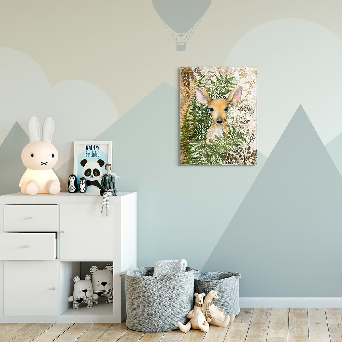 Stupell Industries Baby Fawn in Fern Forest Canvas Wall Art, 24 x 30 Inches