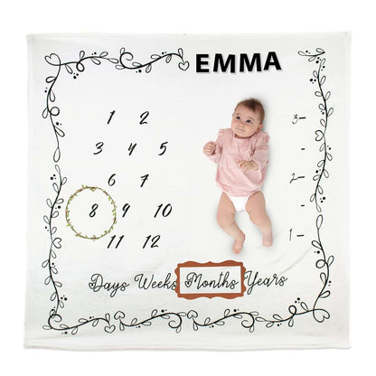 Patucia Unisex Monthly Milestone Blanket for Baby Growth Chart Tracking