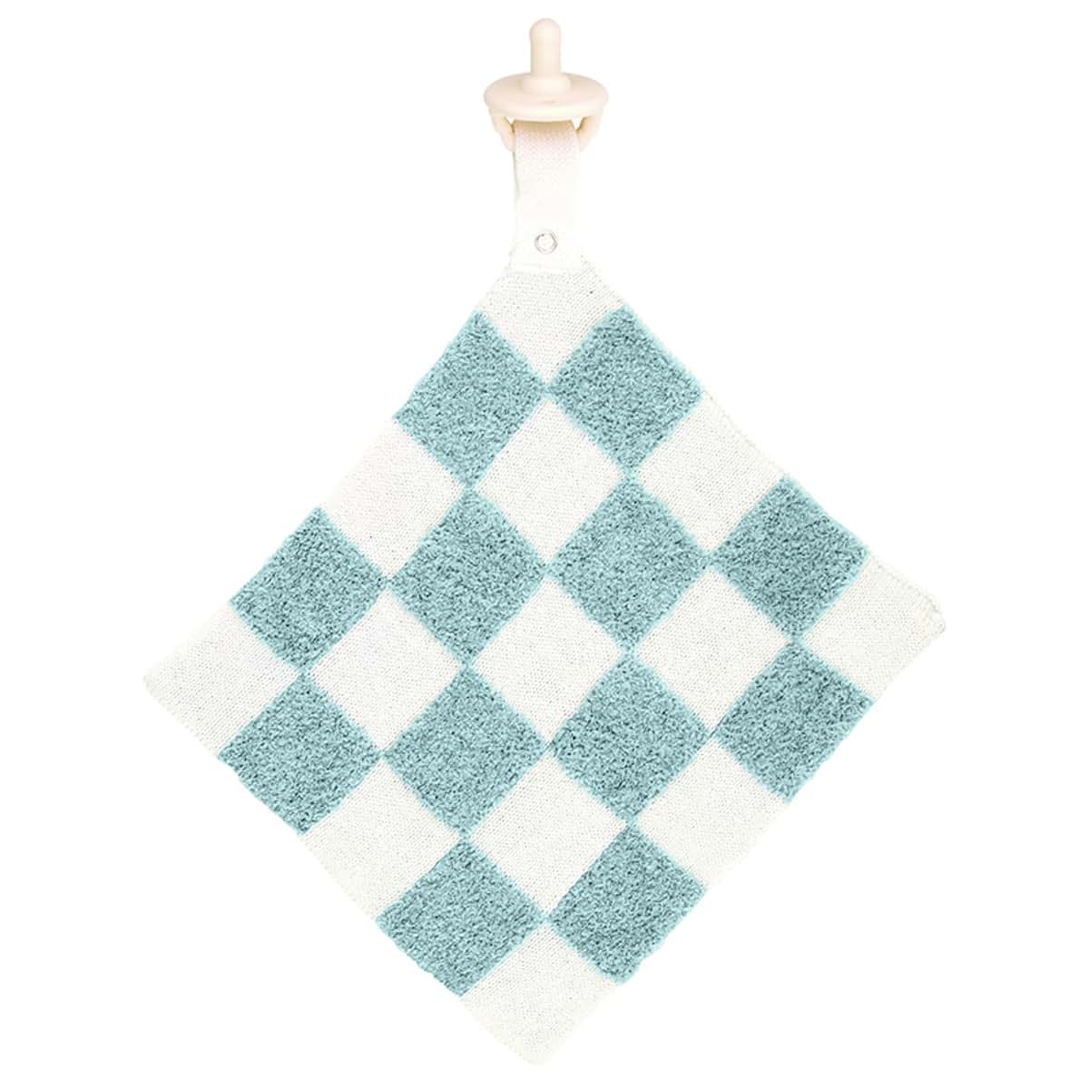 Stephan Baby Plush Blanket with Pacifier Clip - 9 Inch Square Checkerboard