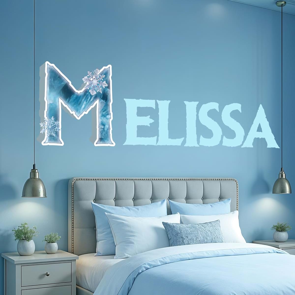AdesiivoStudio Custom Ice Princess Name Wall Decal – Personalized Snowy Letters