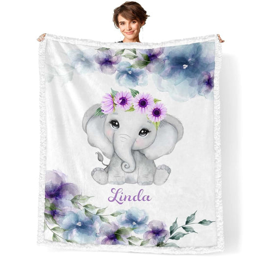 NZOOHY Personalized Sherpa Baby Blanket with Custom Name