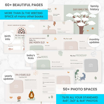 OnlyBP® Baby Memory Book – Keepsake Baby Book from Pregnancy to 5 Years - 60+ Pages for Photos, Milestones & First (photo 4)