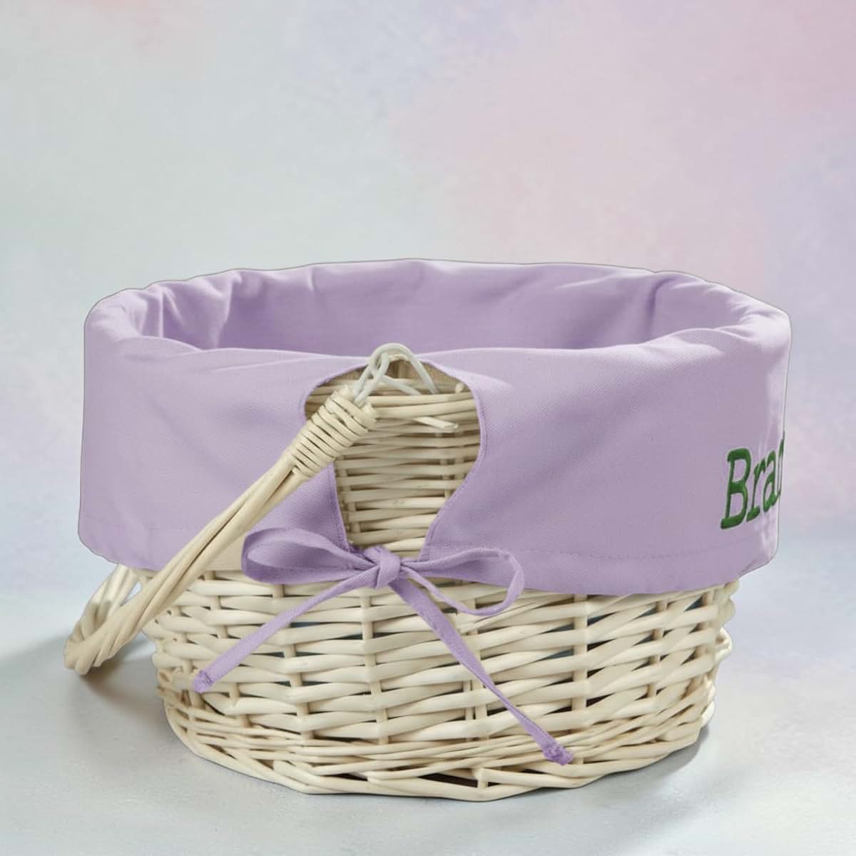 Personalization Universe Personalized Classic Easter Basket – Embroidered Soft Lavender Basket Liner – Custom Kids (photo 3)
