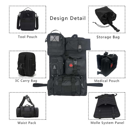 Tactical Seat Back Organizer with Molle Pouches for Vehicles