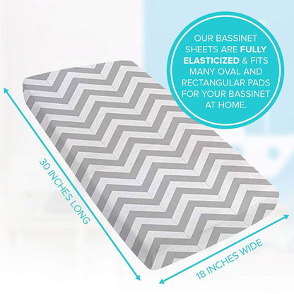 Kushies Baby Fitted Bassinet Sheet, Grey Chevron