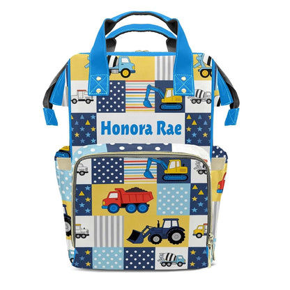 Joyestore Personalized Cute Excavator Cars Truck Custom Mom Diaper Backpack