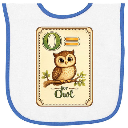 Terry Cloth Bib with Owl Illustration