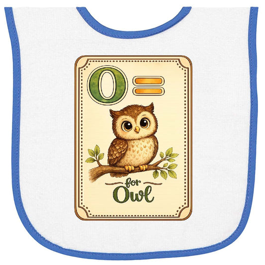 Terry Cloth Bib with Owl Illustration