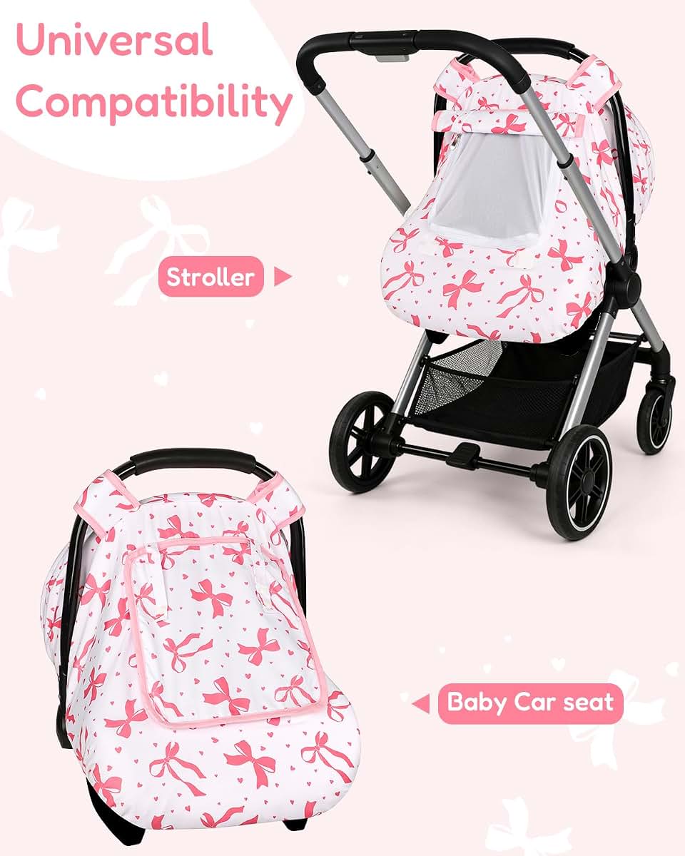 SWESEN Baby Car Seat Cover - Pink Bow (photo 3)