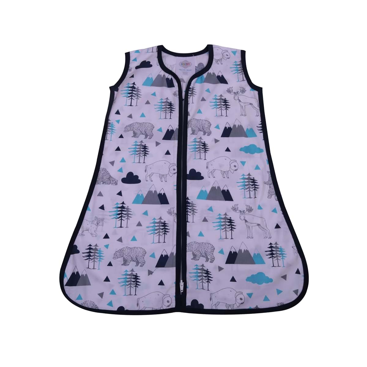 Bacati Woodlands & Triangles Boys Cotton Percale 2 Pack Sleeping Bag Small, Aqua/Navy/Grey (photo 3)
