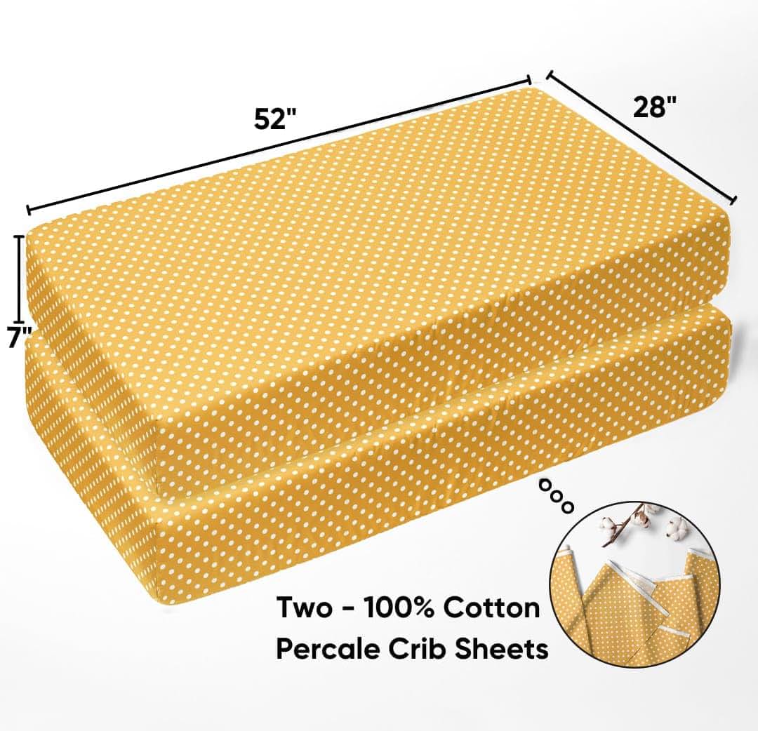 Bacati - Dots Stripes Gray Yellow 10 pc Unisex Baby Crib Bedding Set with 2 Crib Fitted Sheets (photo 3)