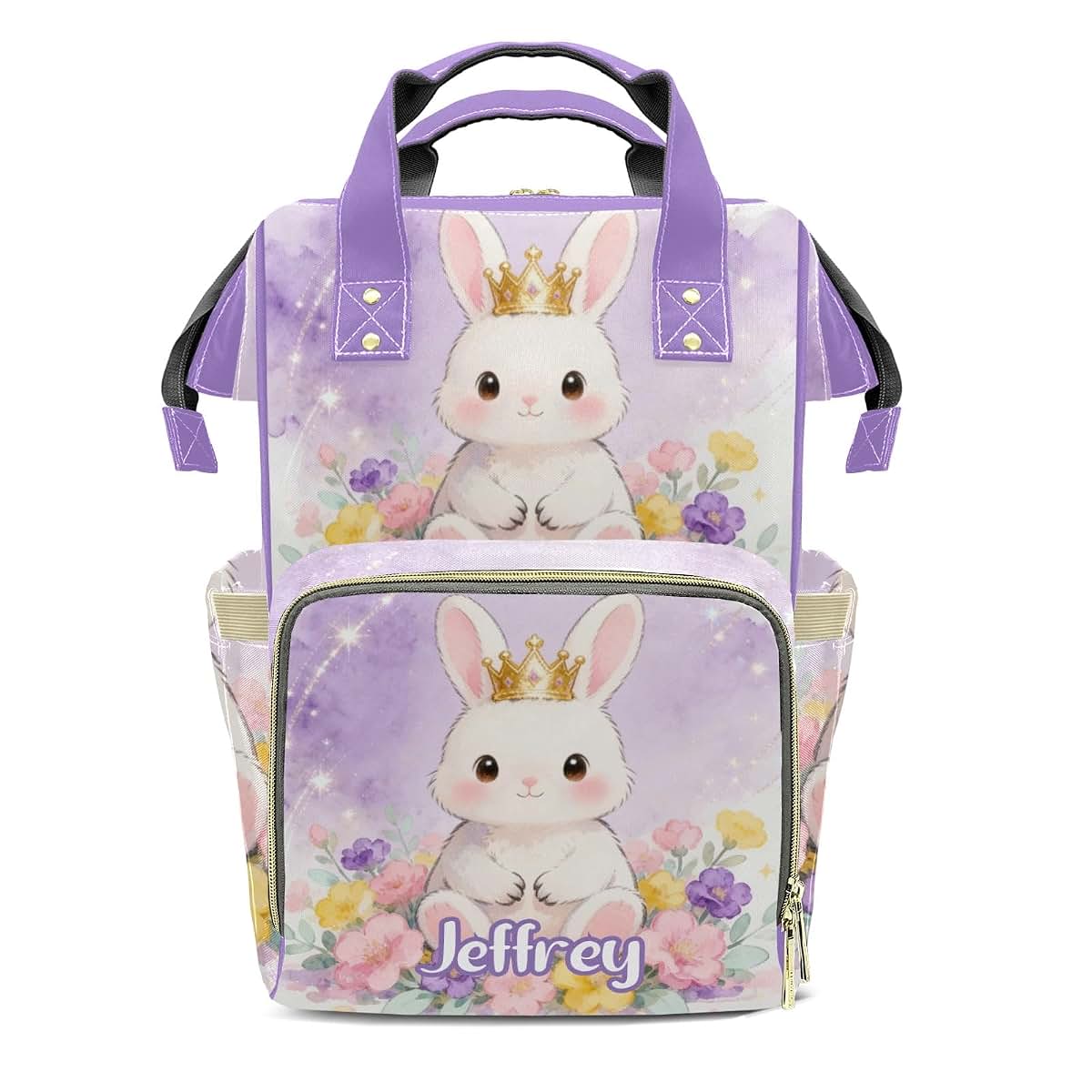 Joyestore Personalized Crown Cute Little Bunny Custom Mom Diaper Backpack