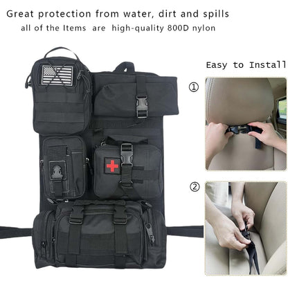 Tactical Seat Back Organizer with Molle Pouches for Vehicles