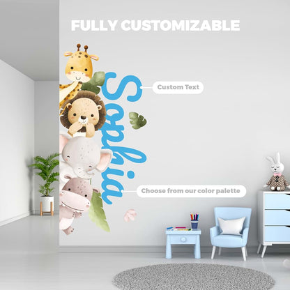 CRYPTONITE Personalized Name Jungle Animals Vinyl Wall Decor