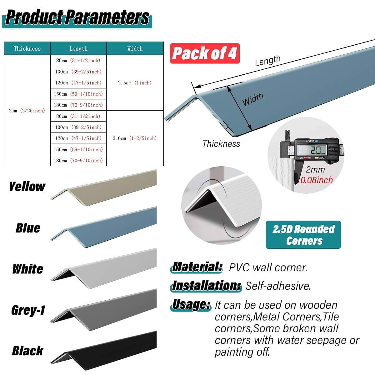 PVC Wall Corner Protector Guard for Edges and Corners