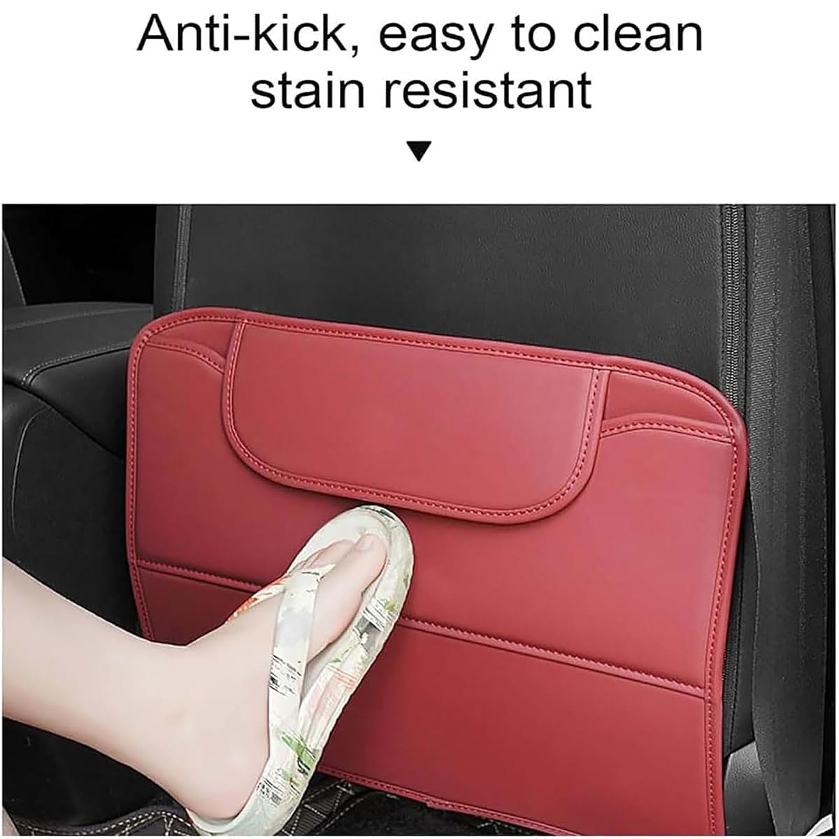 Wonzthwd Car Seat Kick Mat For Kia Carnival 2022-2024, Black Leather (photo 4)