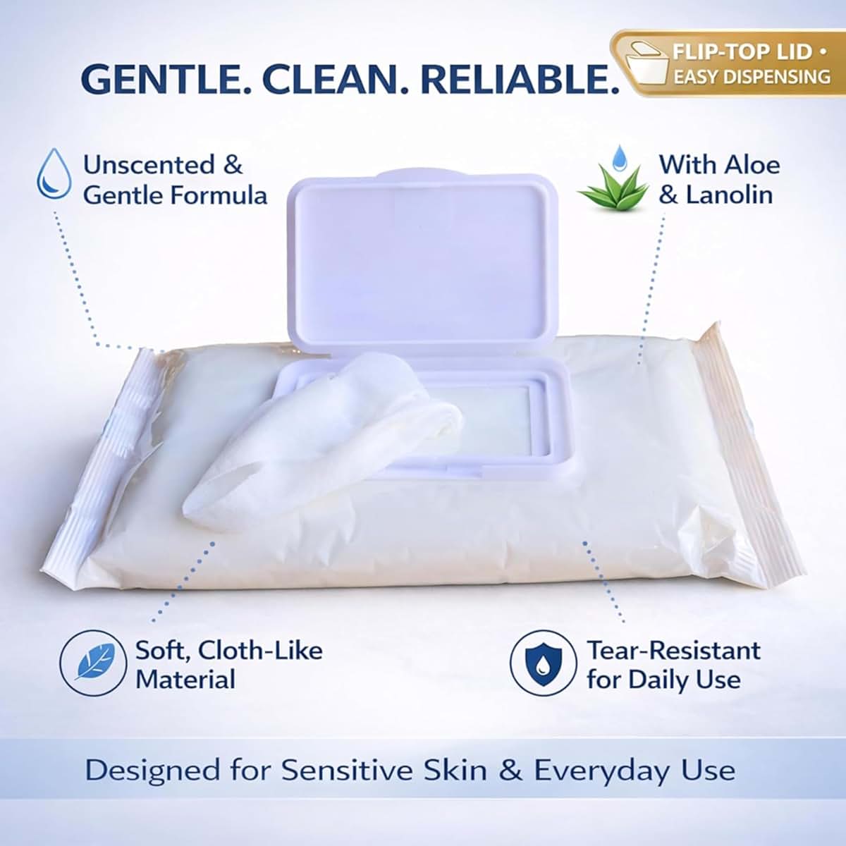 ASP MEDICAL Baby Wipes — Unscented, Pack of 40