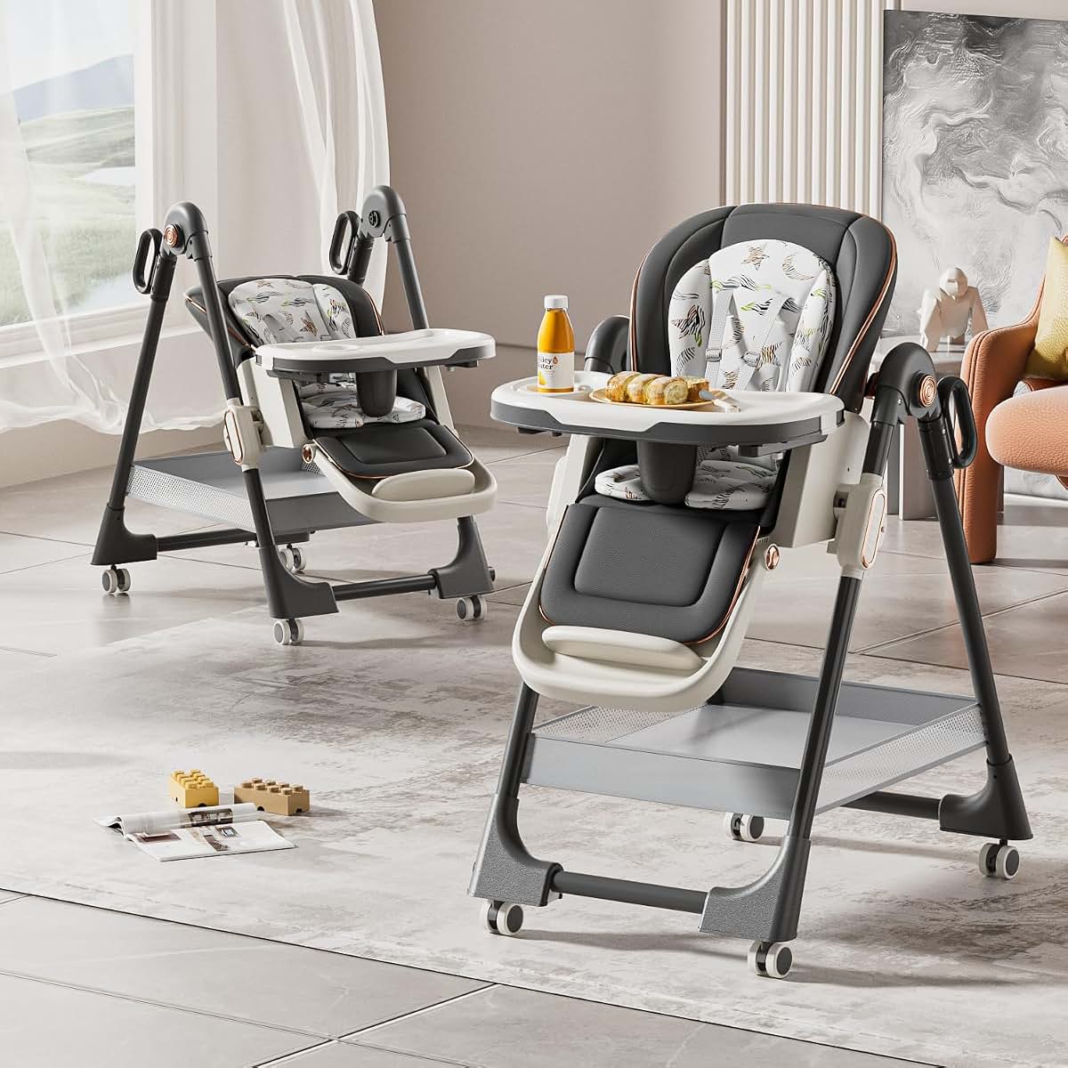 Magic ZC PU Leather Highchair, Adjustable Baby High Chair, High Chairs for Babies and Toddlers, Easy to Fold Baby Chair (photo 2)