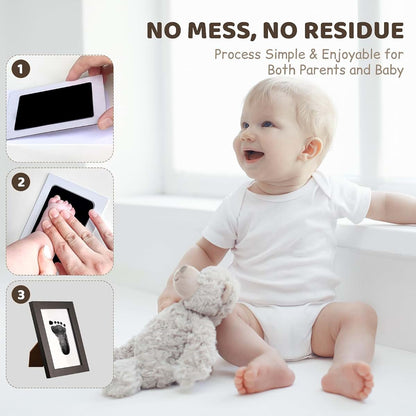 Tubuui Clean-Touch Ink Pad Baby Footprint Kit with Frames