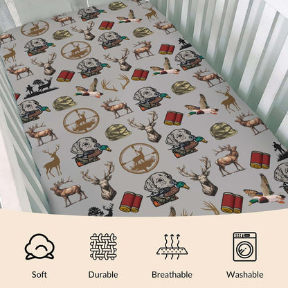 Hunting Green Camo Fitted Crib Sheets for Standard Crib Mattress