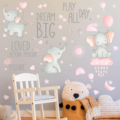 Outus 7 Pcs Elephant Wall Stickers for Baby Room Decor