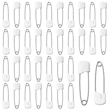 Xinjoduz 100 Pieces Diaper Pins for Cloth Diapers, 1.6 Inch Plastic Lock White Safety Pins
