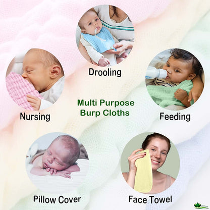 Olivok Muslin Baby Burp Cloths, 6-Layer Cotton Feeding Wipes, Pack Of 5 (photo 3)