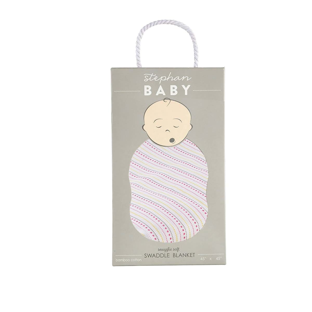 Stephan Baby Cotton + Viscose Swaddle Blanket, 45" x 45", Pink Polka Dots (photo 2)