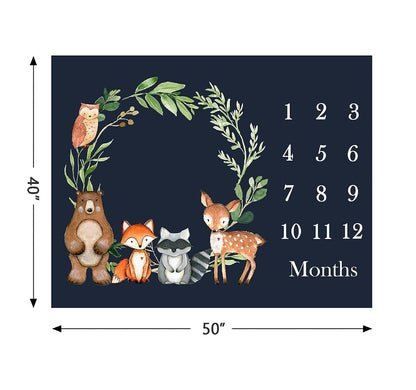Popfavors Woodland Baby Monthly Milestone Fleece Blanket with Marker (photo 4)