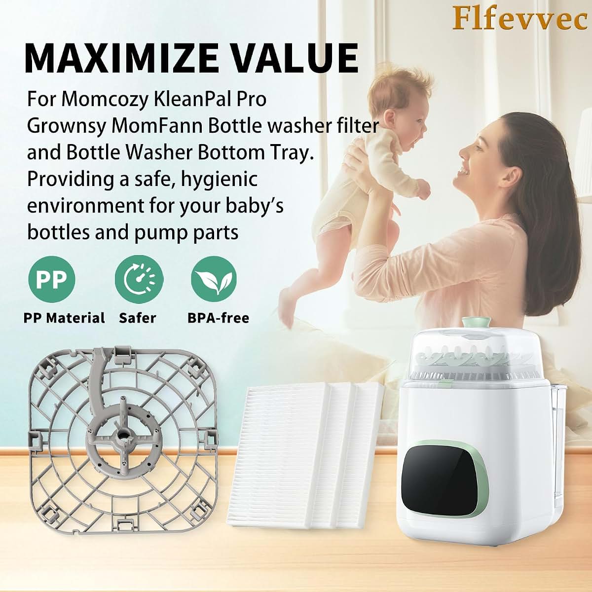 Flfevvec Bottle Washer Bottom Tray for MomCozy KleanPal Pro Grownsy MomFann Papablic (photo 2)