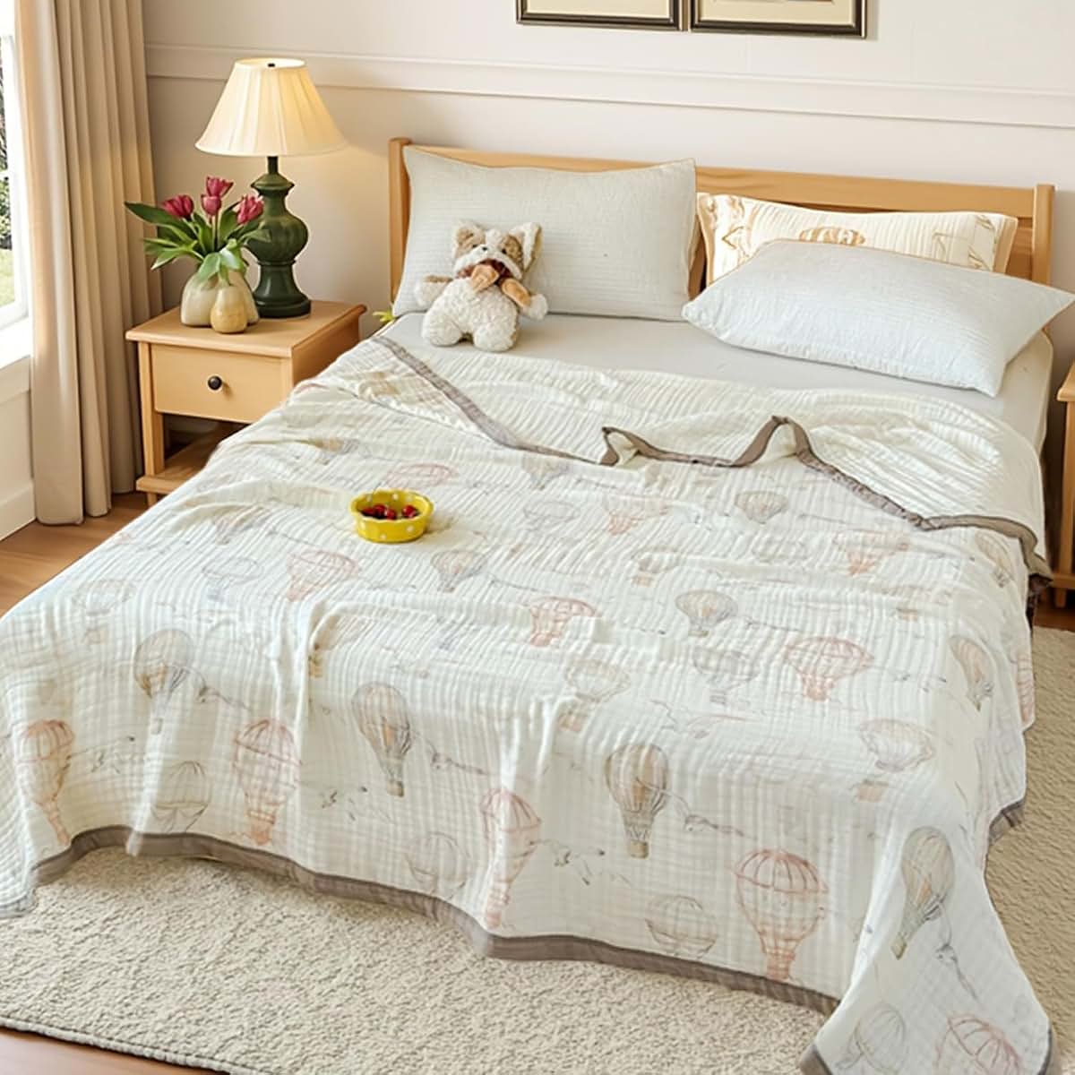 Itfro 6-Layer Organic Cotton Muslin Swaddle Blanket - Balloon Print