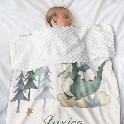 Nzoohy Green Dragon Eggs Personalized Baby Blanket (photo 4)