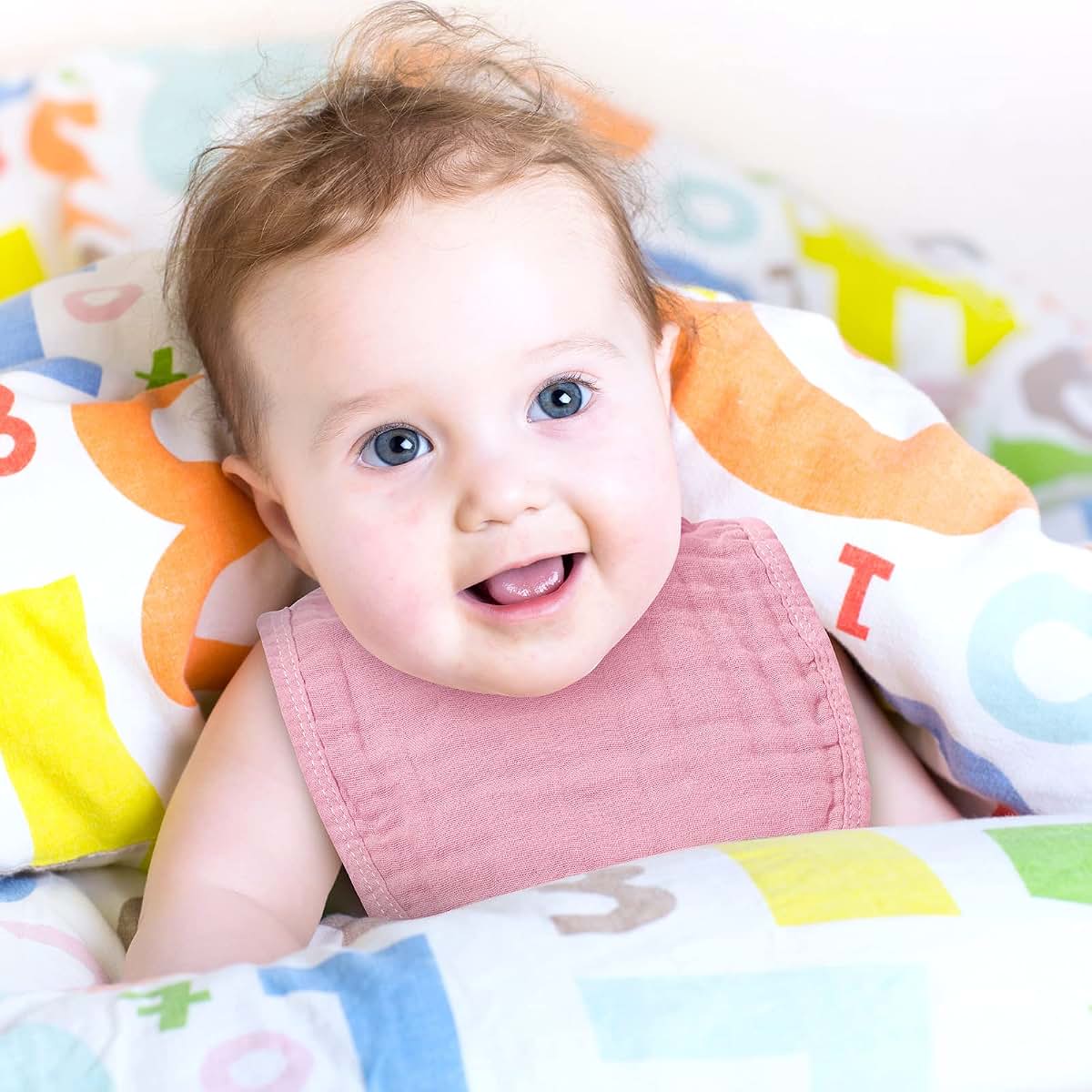 Frienda 6 Pack Muslin Baby Bibs Bandana Drool Bibs Pink Series Cotton 6 Months+