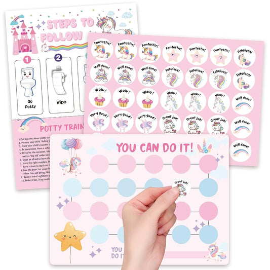 shouqiuzhonglv Unicorn Potty Training Chart for Toddler Girls - Potty Training Sticker Chart for Girls Potty with
