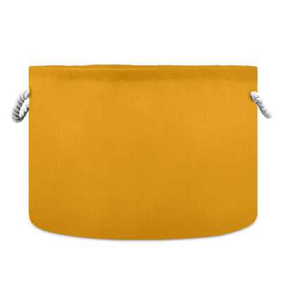 UMIRIKO Orange Toy Storage Bin for Kids, Round Canvas Organizer Basket with Handles