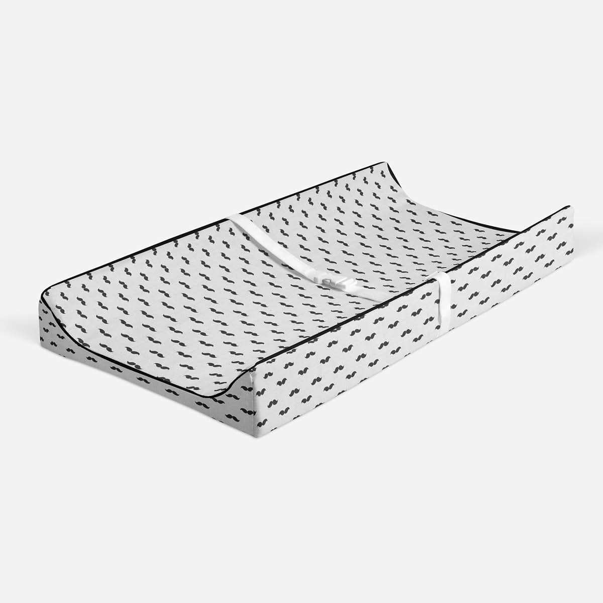 Bacati Love Muslin Quilted Changing Pad Cover - Mustache, Black (photo 3)