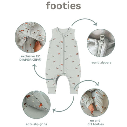 GUNAMUNA Baby Footie Sleep Bag with Anti-Slip Grip and Convertible Foot Cuffs, 1.0 TOG