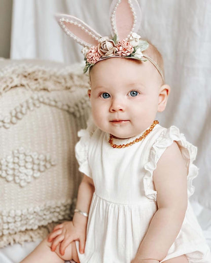 Kidocheese Bunny Rose Ears Easter Elastic Headband