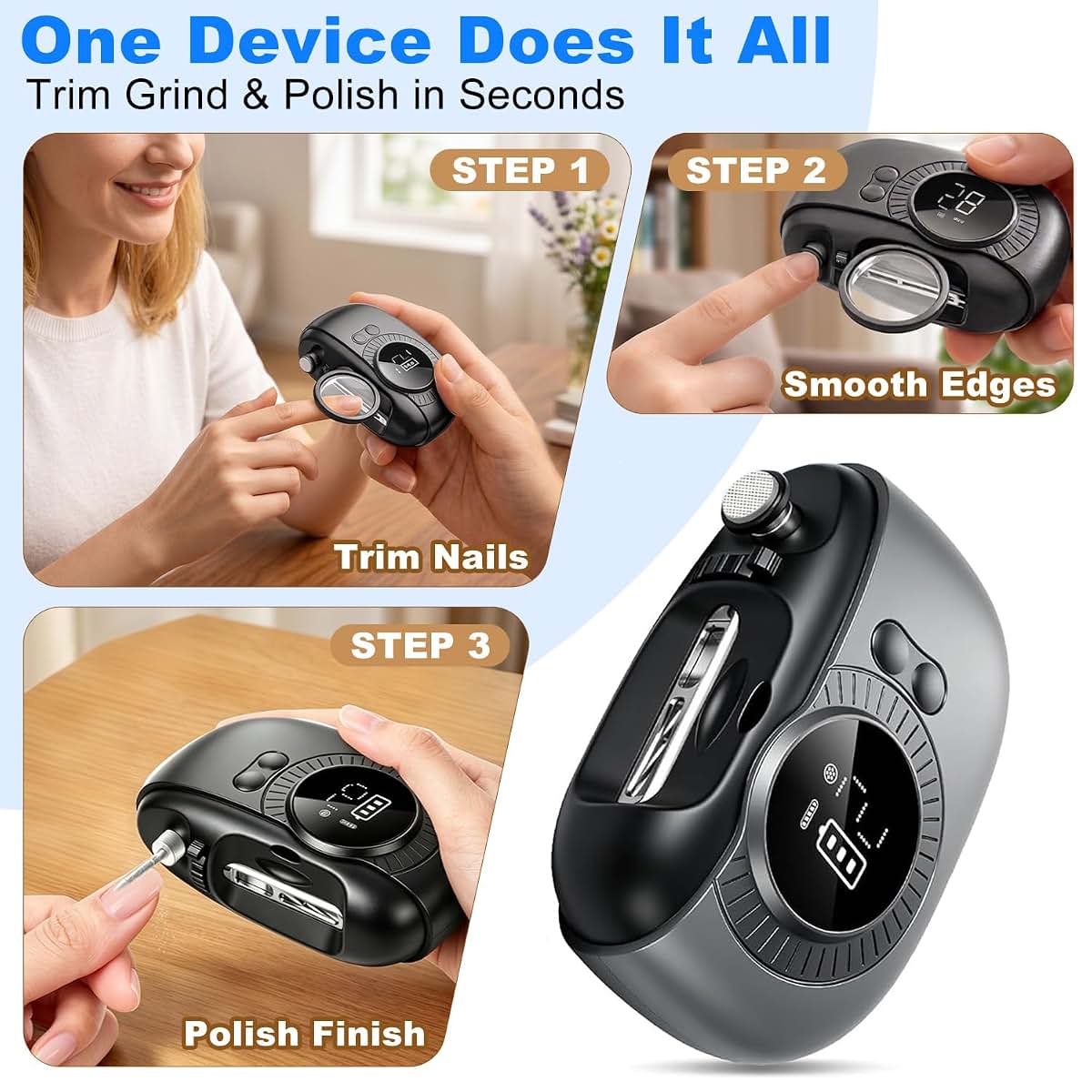 CINQALETHE Electric Nail Clipper,Automatic Nail Trimmer for Baby, Adults & Seniors (photo 2)