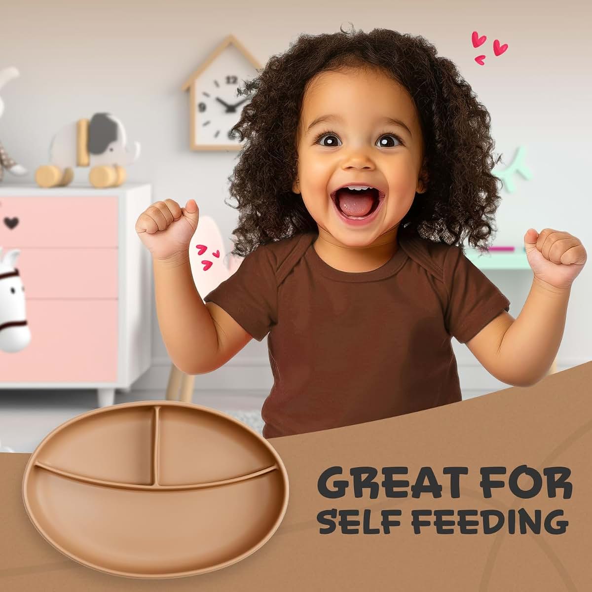 RoyalTots Silicone Divided Baby Plate with Non-Slip Base in Brown (photo 3)