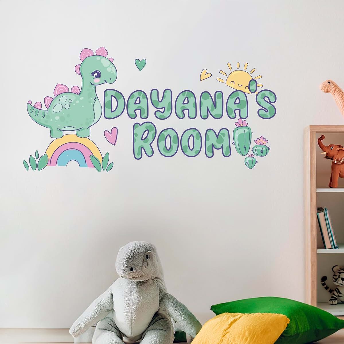 AdesiivoStudio Custom Dinosaur Wall Decal With Personalized Name