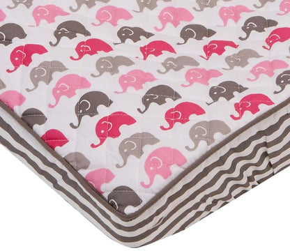 Bacati - Elephants Pink/Grey Elephants Mini Changing Pad Cover (photo 2)