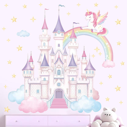 SHUCHING Princess Castle and Unicorn Wall Decal for Nursery
