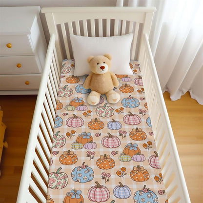 Wicbfdfv Autumn Pumpkins And Flowers Fitted Crib Sheet (photo 4)