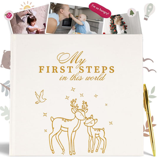 OnlyBP® Baby Memory Book – Keepsake Baby Book from Pregnancy to 5 Years - 60+ Pages for Photos, Milestones & First