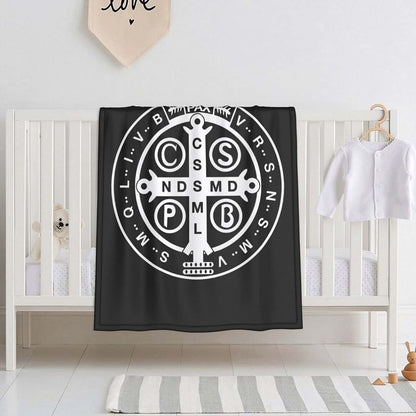 FULVO St Benedict Medal Holy Cross Baby Blanket 30" x 40" Soft Flannel Swaddle
